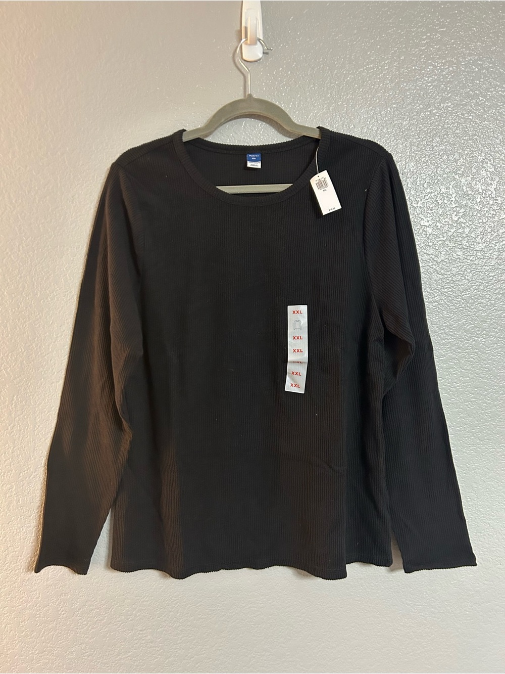 Women’s Old Navy black plush tee ribbed stretch long-sleeve shirt size XXL